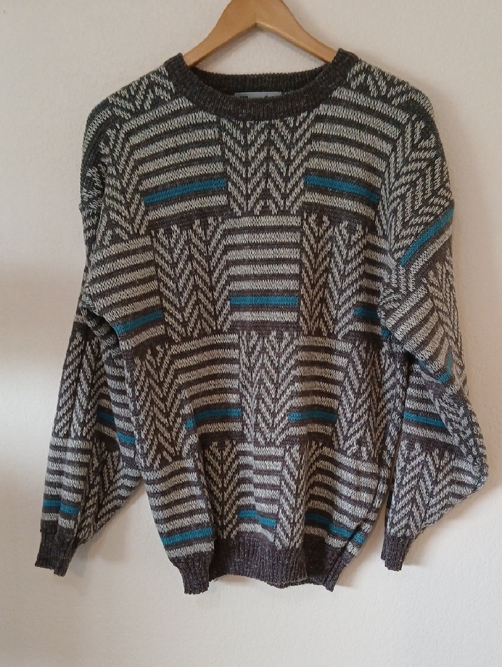 Vintage Zeppelin Men's Patterned Sweater 80s 90s